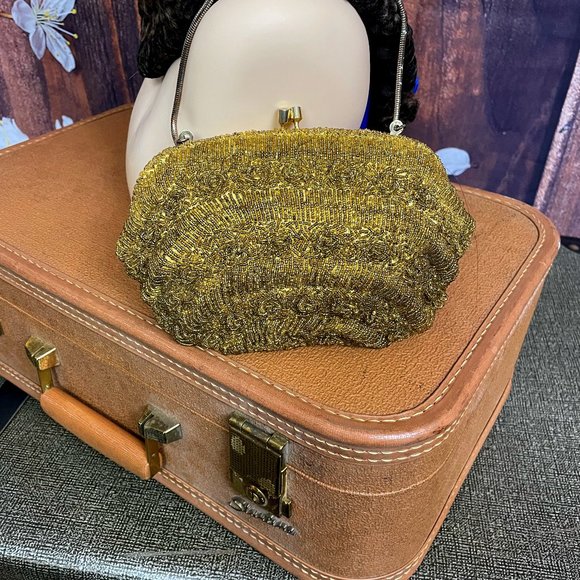None Accessories Vintage Beaded Gold Purse Poshmark